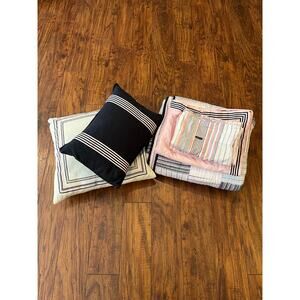 NAUTICA STRIPE Pink Navy Quilt 66x84 TWIN Bedding Set Pillow Shams Throw Pillows